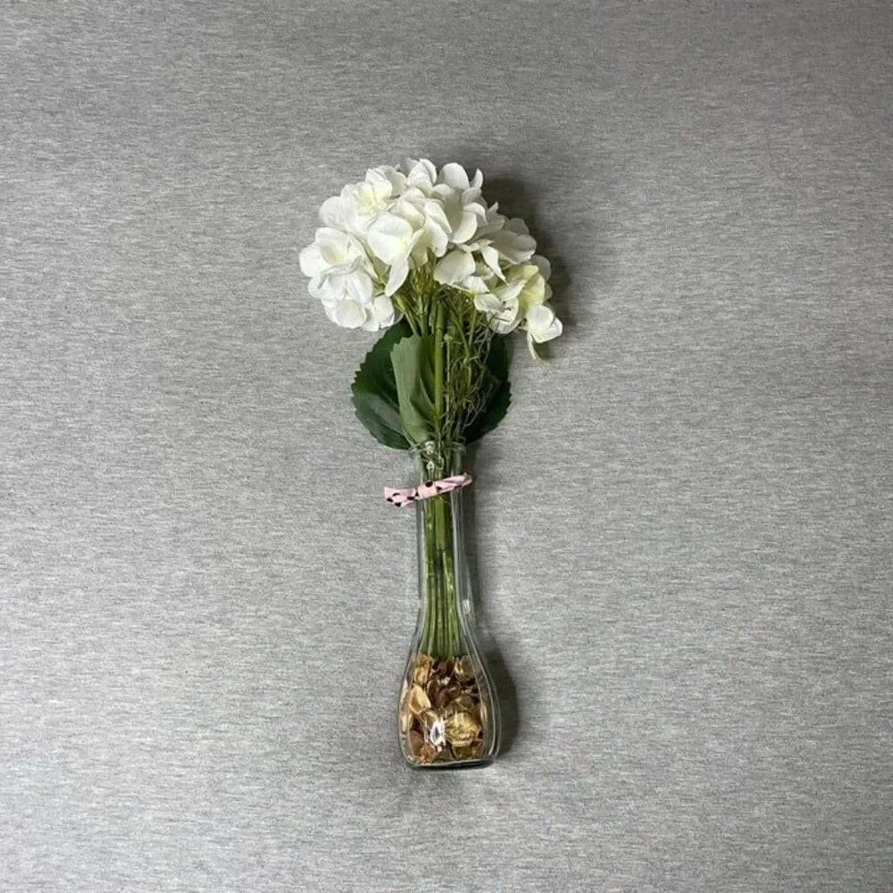 Target Artificial Long Stem Hydrangea in Glass Vase & Filler Floral Arrangement